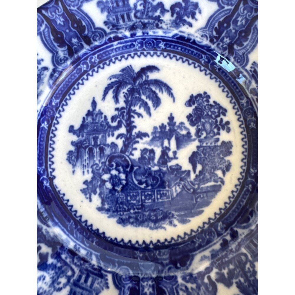 Vintage W Adams & Sons England Kyber 9 inch Flow Blue Dinner Plate - Picture 2 of 15